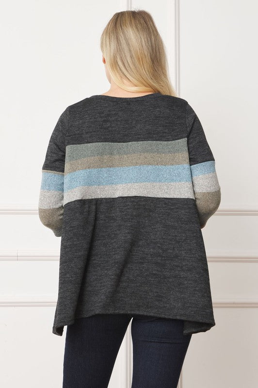 Women's Plus Knit Stripe Panel A Line Tunic