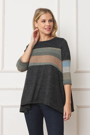 Women's Plus Knit Stripe Panel A Line Tunic