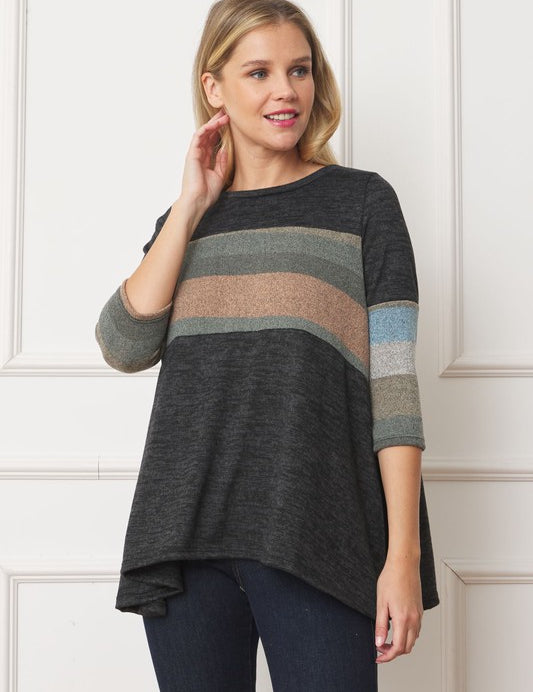 Women's Plus Knit Stripe Panel A Line Tunic