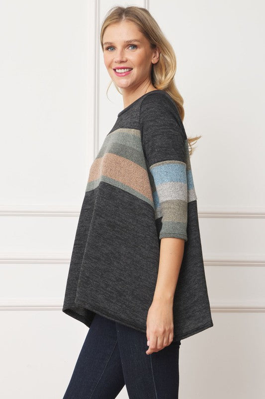 Women's Knit Stripe Panel A Line Tunic