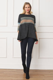 Women's Knit Stripe Panel A Line Tunic