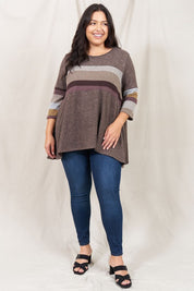 Women's Plus Knit Stripe Panel A Line Tunic