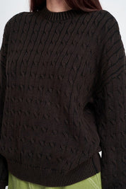 Women's Cable Knit Top with Bubble Sleeves