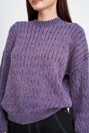 Women's Cable Knit Top with Bubble Sleeves