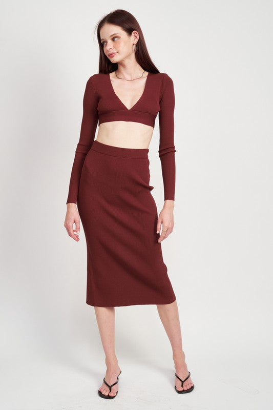 Women's High Waist Midi Pencil Skirt