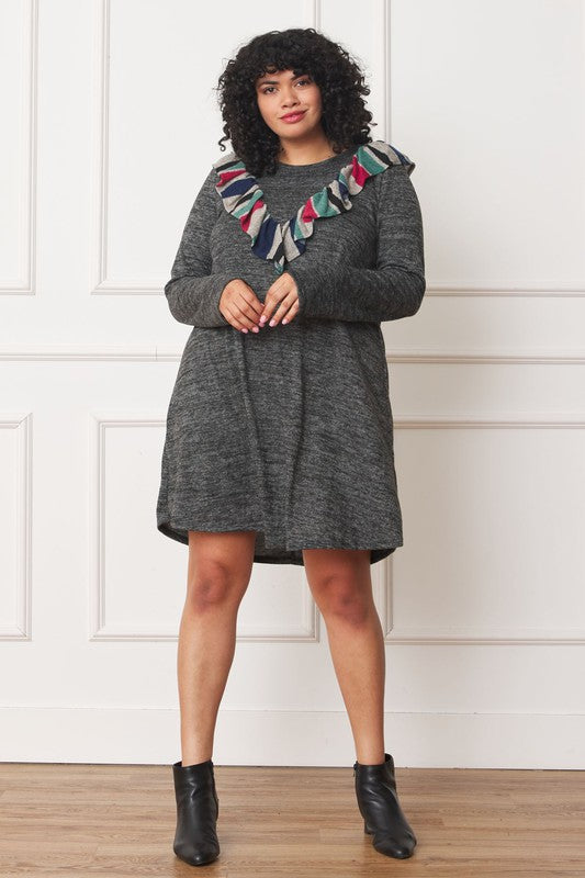 Plus Size Front Ruffle Mini Dress