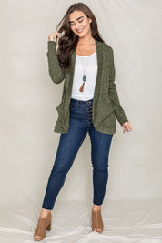 Women's Solid Drape Pocket Cardigan