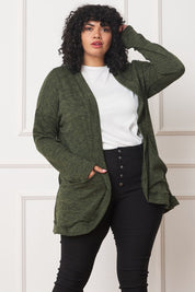 Women's Solid Drape Pocket Cardigan