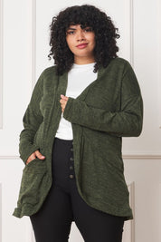 Women's Solid Drape Pocket Cardigan