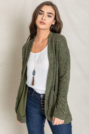 Women's Solid Drape Pocket Cardigan