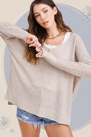 Women's Relaxed Fit Side Slit Sweater