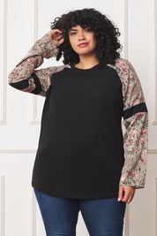 Women's Plus Floral Color Block Sleeve Tunic