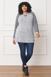 Plus Size Stripe Two Tone Tunic Top