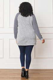 Plus Size Stripe Two Tone Tunic Top