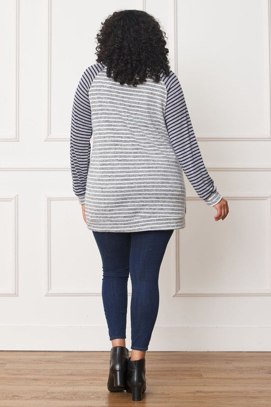 Plus Size Stripe Two Tone Tunic Top