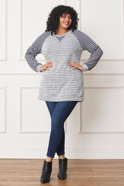 Plus Size Stripe Two Tone Tunic Top