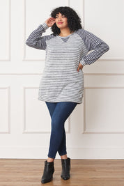 Plus Size Stripe Two Tone Tunic Top