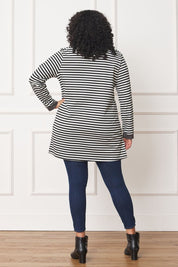 Plus Size Striped V-Stitch Tunic for Women