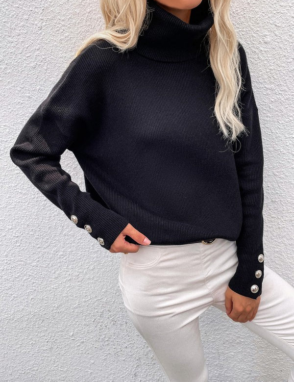 Women's Regular Fit Long Sleeve Mock Neck Sweater