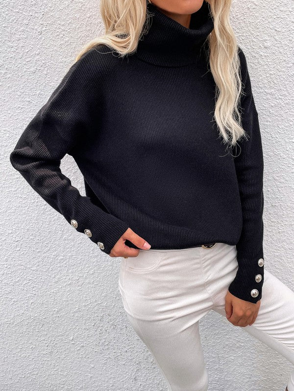 Women's Regular Fit Long Sleeve Mock Neck Sweater