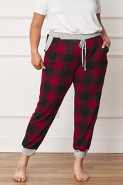 Plus Checkered Print Drawstring Jogger