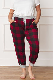 Plus Checkered Print Drawstring Jogger