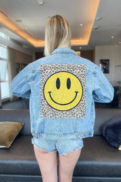 Women's Printed Back Denim Jean Jacket