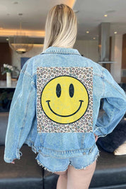 Women's Printed Back Denim Jean Jacket