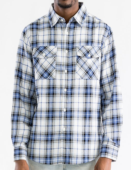 Men's Regular Fit Checkered Flannel Long Sleeve Shirt