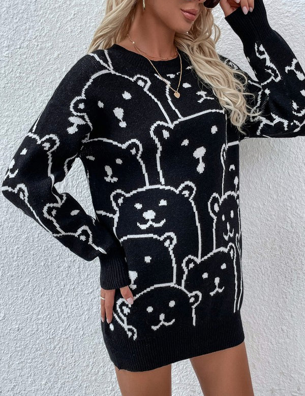 Women's Oversized Long Sleeve Round Neck Pullover Sweater