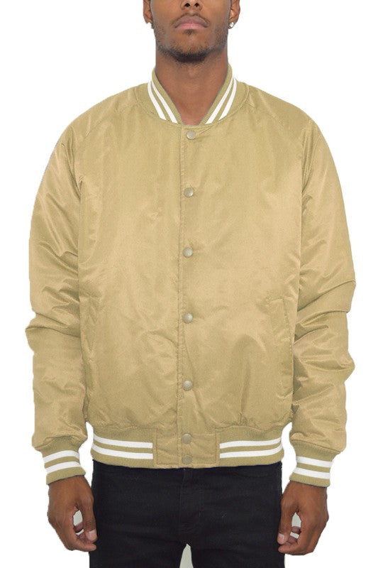 Men's Regular Fit Polyester Varsity Jacket