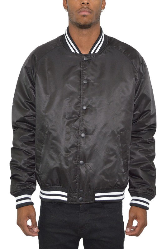 Men's Regular Fit Polyester Varsity Jacket