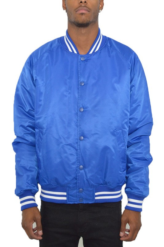 Men's Regular Fit Polyester Varsity Jacket