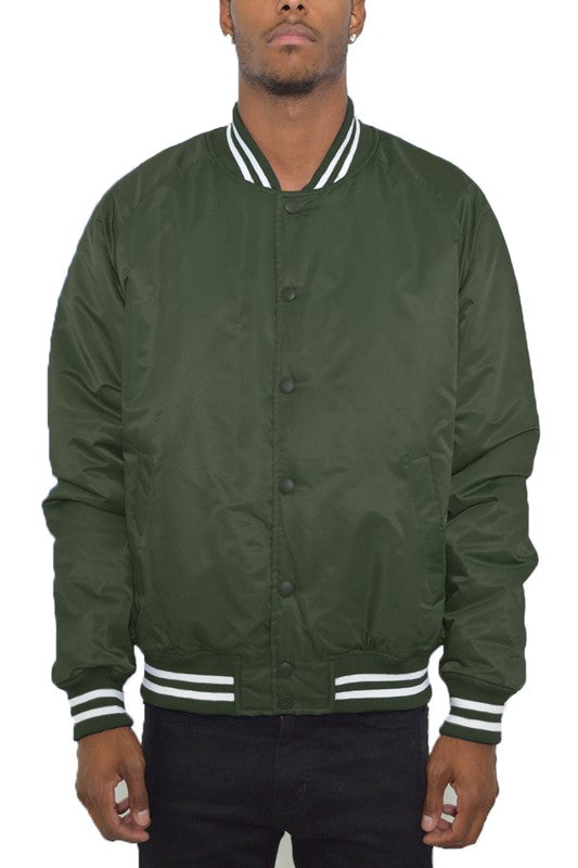 Men's Regular Fit Polyester Varsity Jacket