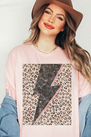 LEOPARD LIGHTNING GRAPHIC PLUS SIZE TEE / T-SHIRT