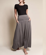 Women's Flared Bamboo Maxi Skirt with Pockets