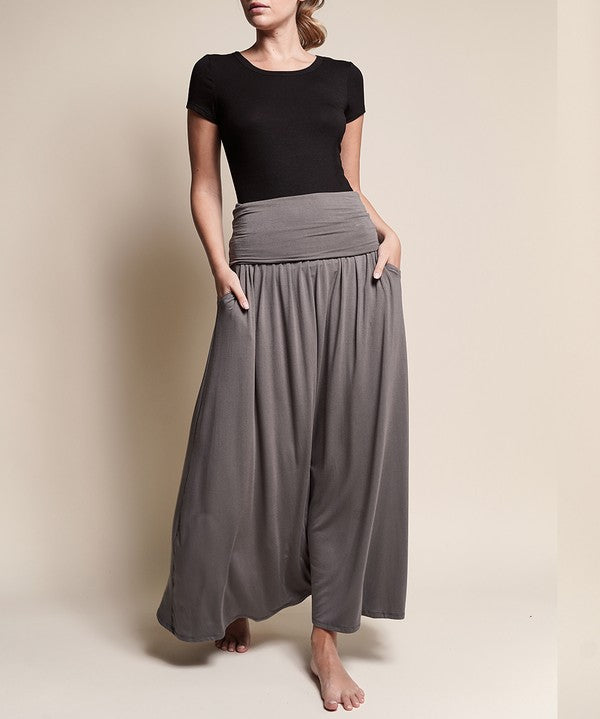 Women's Flared Bamboo Maxi Skirt with Pockets