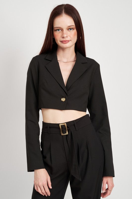 Women's Cropped Jacket with Shirred Detail