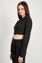 Women's Cropped Jacket with Shirred Detail