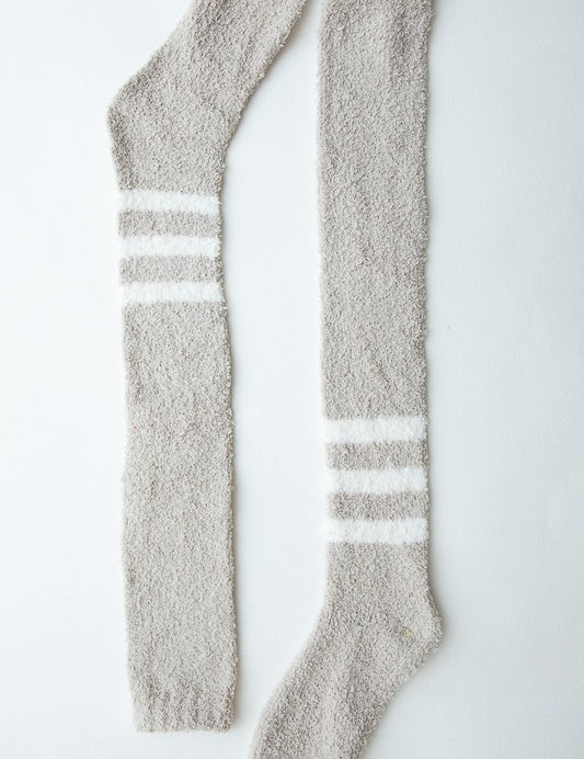 Women's Cozy Knee-High Striped Boucle Socks