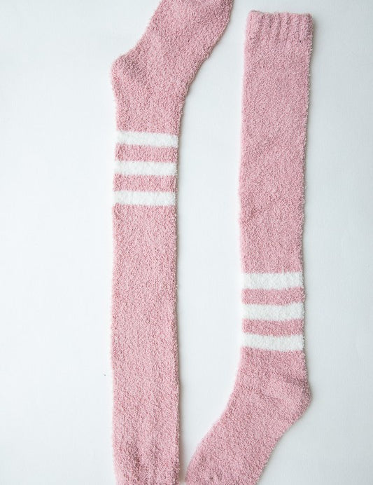 Women's Cozy Knee-High Striped Boucle Socks