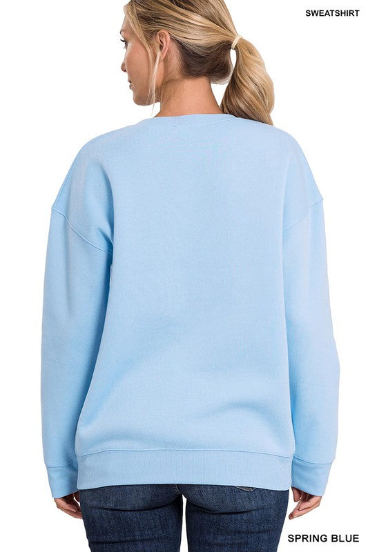 Women's Loose Fit Drop Shoulder Round Neck Sweatshirt