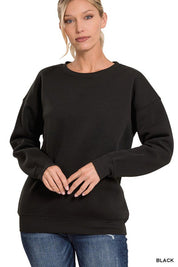 Women's Loose Fit Drop Shoulder Round Neck Sweatshirt