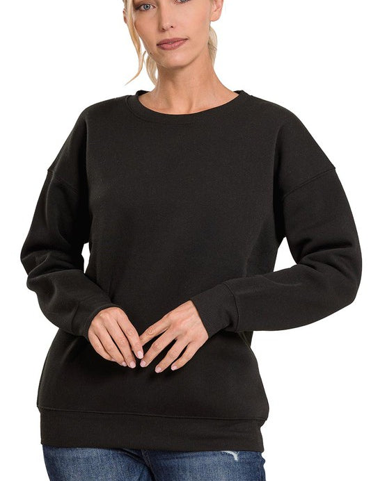 Women's Loose Fit Drop Shoulder Round Neck Sweatshirt