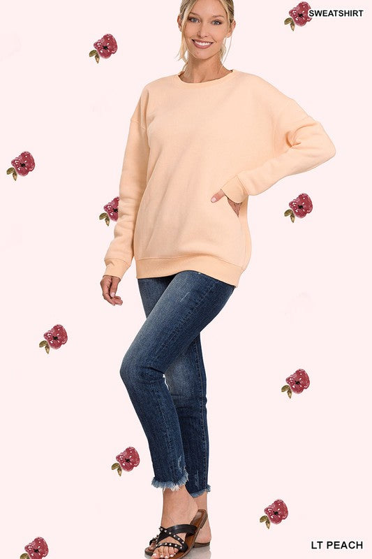 Women's Loose Fit Drop Shoulder Round Neck Sweatshirt