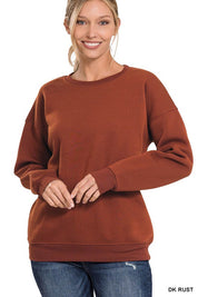 Women's Loose Fit Drop Shoulder Round Neck Sweatshirt