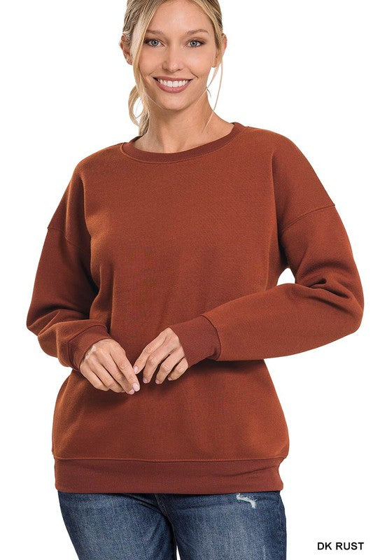 Women's Loose Fit Drop Shoulder Round Neck Sweatshirt