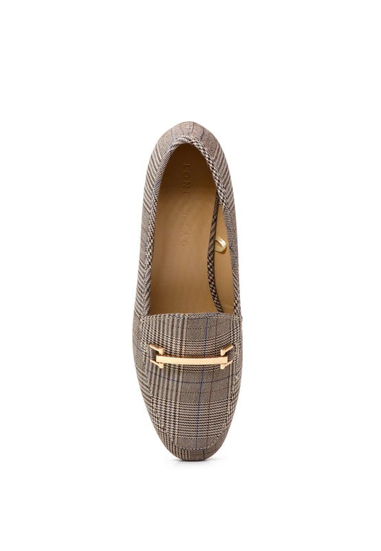 Women's Formal Faux Suede Slip-On Loafers with Metal Detail