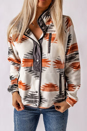 Women's Western Aztec Snap Button Fleece Jacket