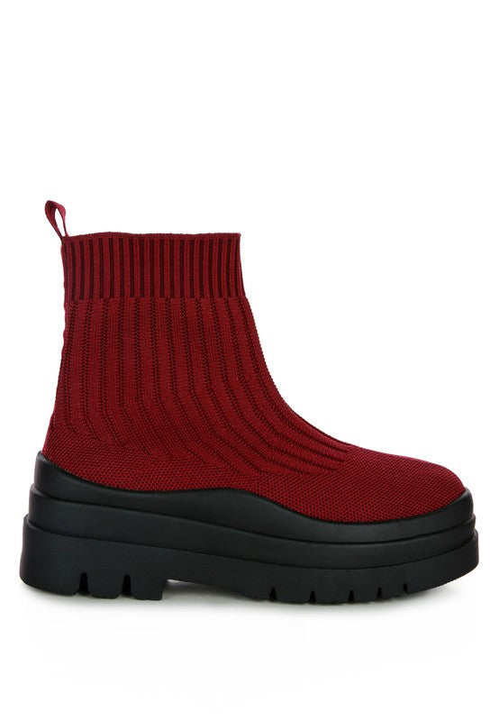 Women's Chunky Knitted Platform Ankle Boots